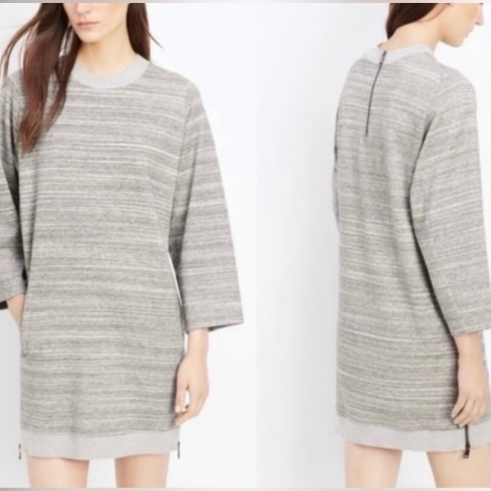 Vince Women’s melange ribbed dress Cotton Long Sleeve Size XXS Heather Gray